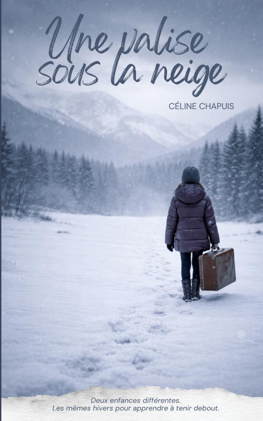 Une valise sous la neige