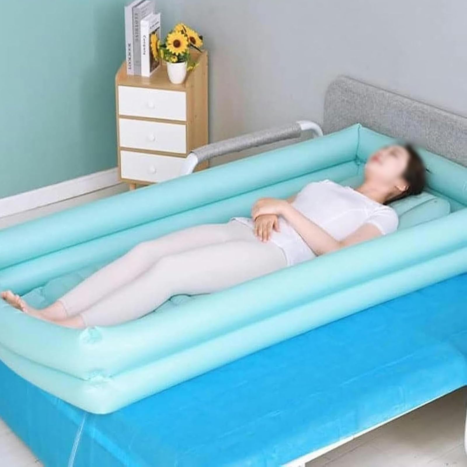 Set di vasche da doccia gonfiabili mediche con pompa elettrica, vasca da bagno portatile da comodino, per anziani, persone non autosufficienti, pazienti allettati, disabili, per fare il bagno a letto