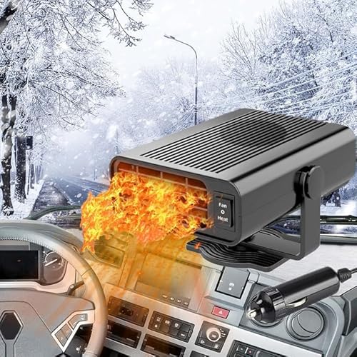 Car Heater, 2 in 1 Fast Heating Defrost Defogger,12V 200W Portable Car Heater Plug into Cigarette Lighter, 360 °Rotatable Handheld Windscreen Defogger Window Defroster for Car 