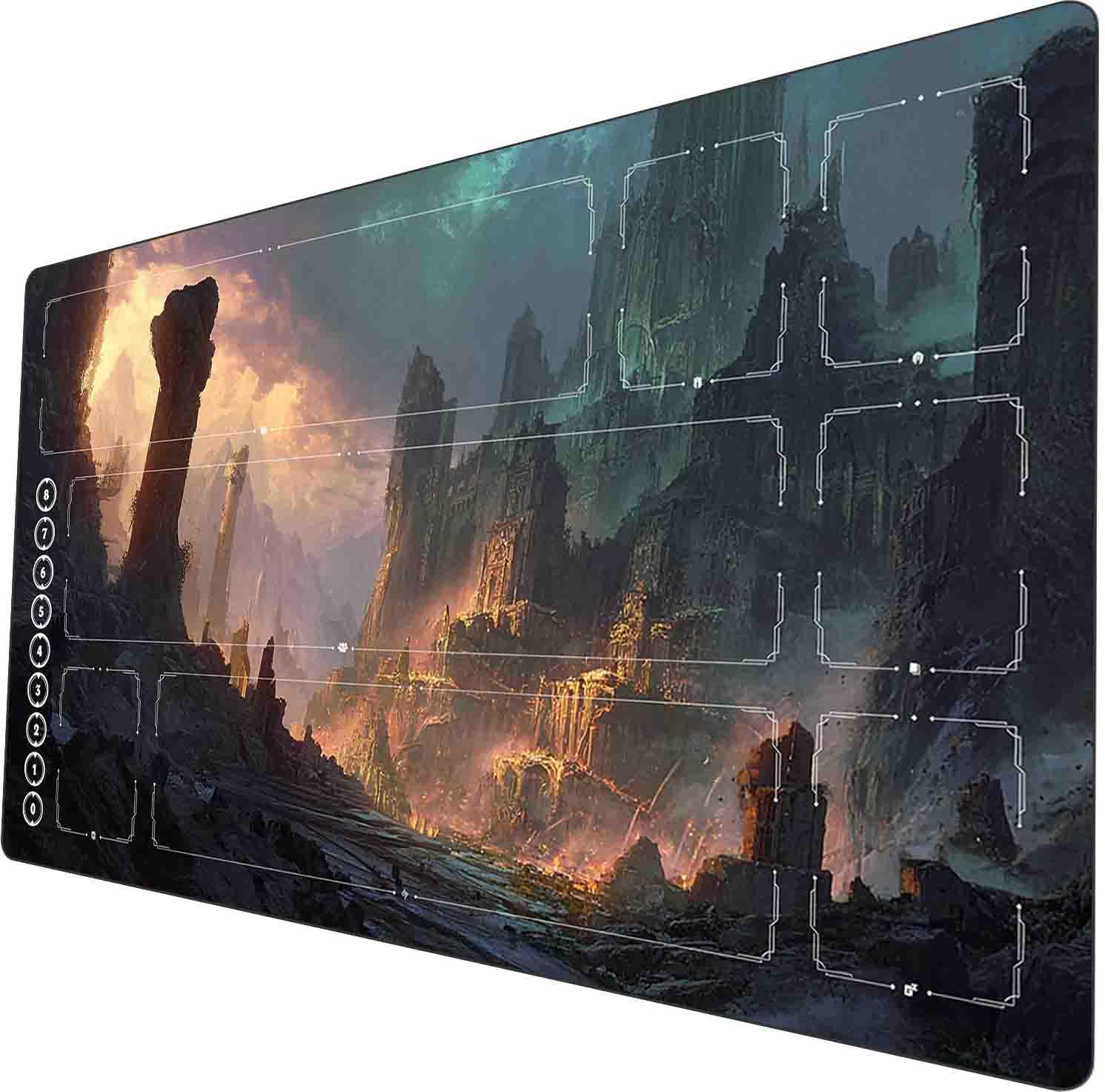 Riftbound TCG Playmat 24x14 Inch Unofficial Design with Game Zones and Board Game Players Storage Bag Perfect for (Broken ruins)