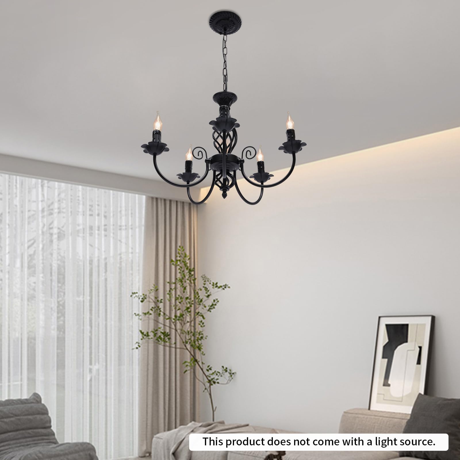 Lampada da soffitto retrò a 5 luci, in robusto ferro, stile antico, con catena regolabile in altezza, perfetta per camera da letto, cucina e ingresso, 220 V, per una casa elegante