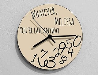 Custom Name Whatever, Whatever, you're late anyway/Round Beige - Wall Clock- Optional RGB LED 5V Backlit
