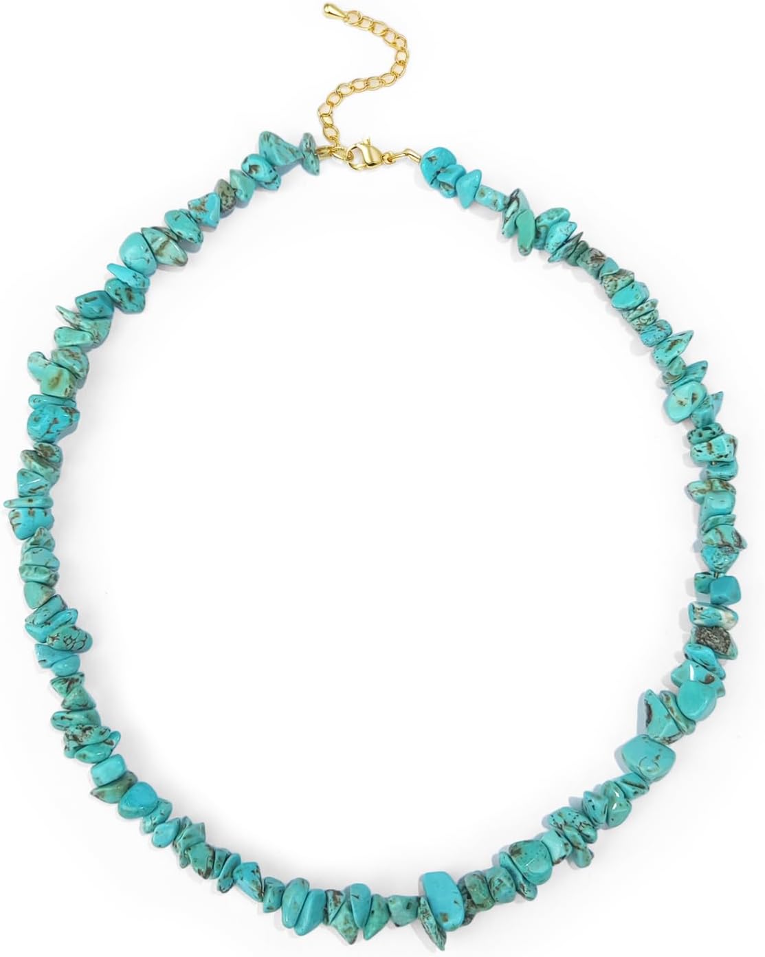 Raw Turquoise Necklace, Handmade Bohemian Crystal Beaded Necklace for Women, Natural Gemstone Chip Choker Necklace - Image 2