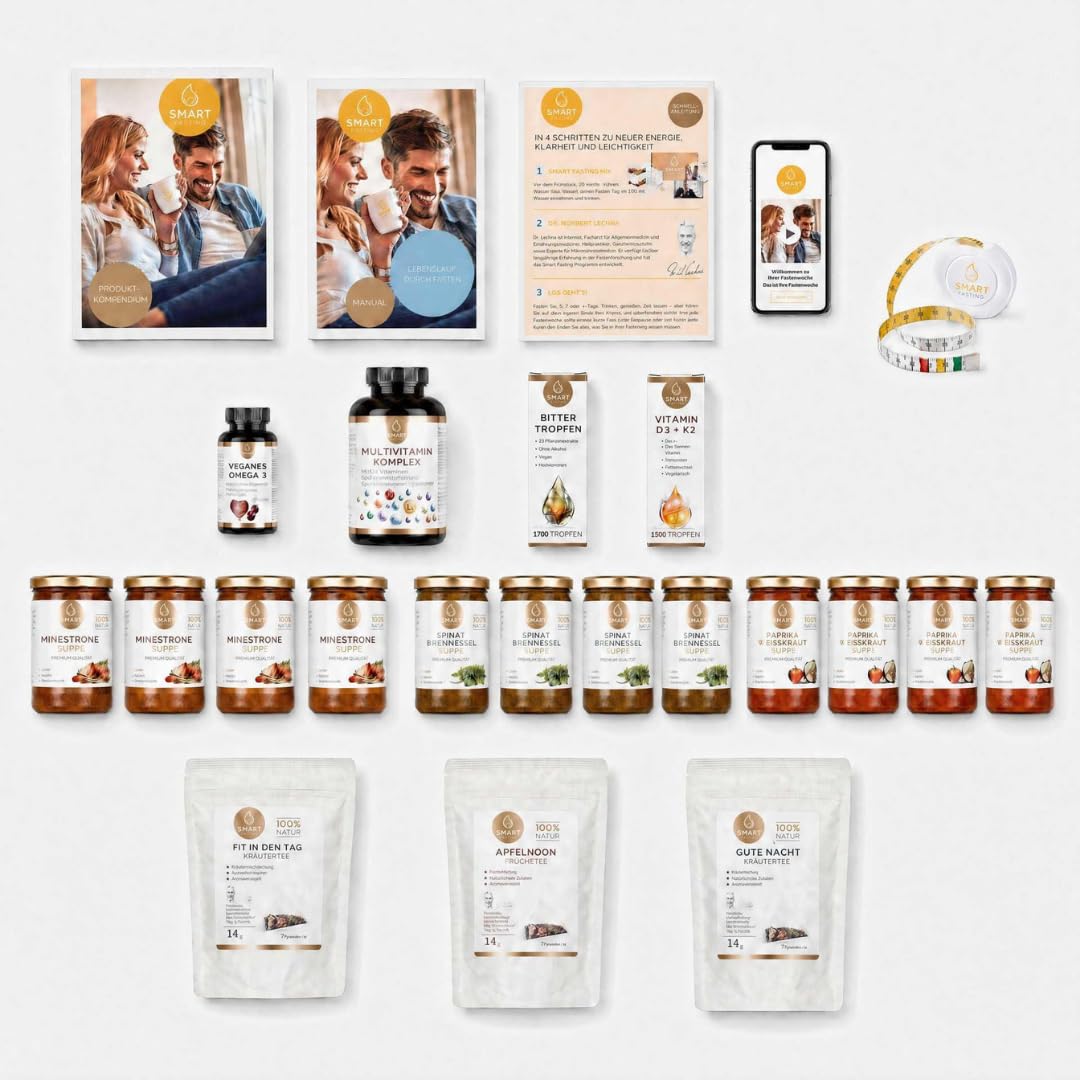 Smart Fasting® Complete Five – 5-Tage-Fastenbox | Ganzheitliches Suppenfasten mit 12 Suppen, Kräutertees & Mikronährstoffen | All-in-One Wohlfühlroutine für Leichtigkeit & Achtsamkeit