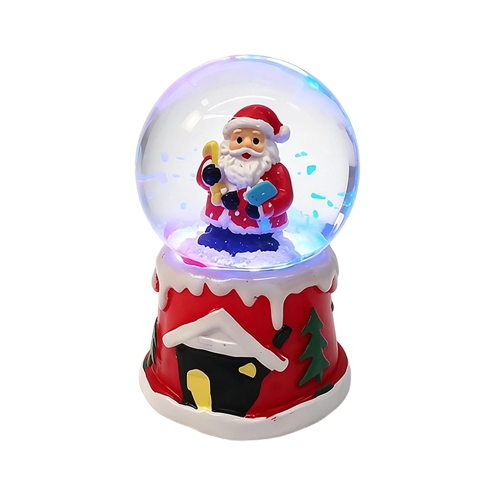 Up Holiday Snow Scene Decor with Floating Snow Effect, Small Glass Tabletop Ornament for Christmas Shelf, Desk, and Mantel Display Small Christmas Decor Glowing Scene Shelf Accent Desk Ornament Party