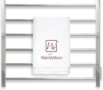 Heated Towel Rack – Polished Stainless Steel Wall Mounted Towel Warmer for Luxurious Bathroom Spa-Like Comfort, 6-Bars, 80 Watts Electric Hardwired UL Certified Safe, WarmlyYours Tahoe