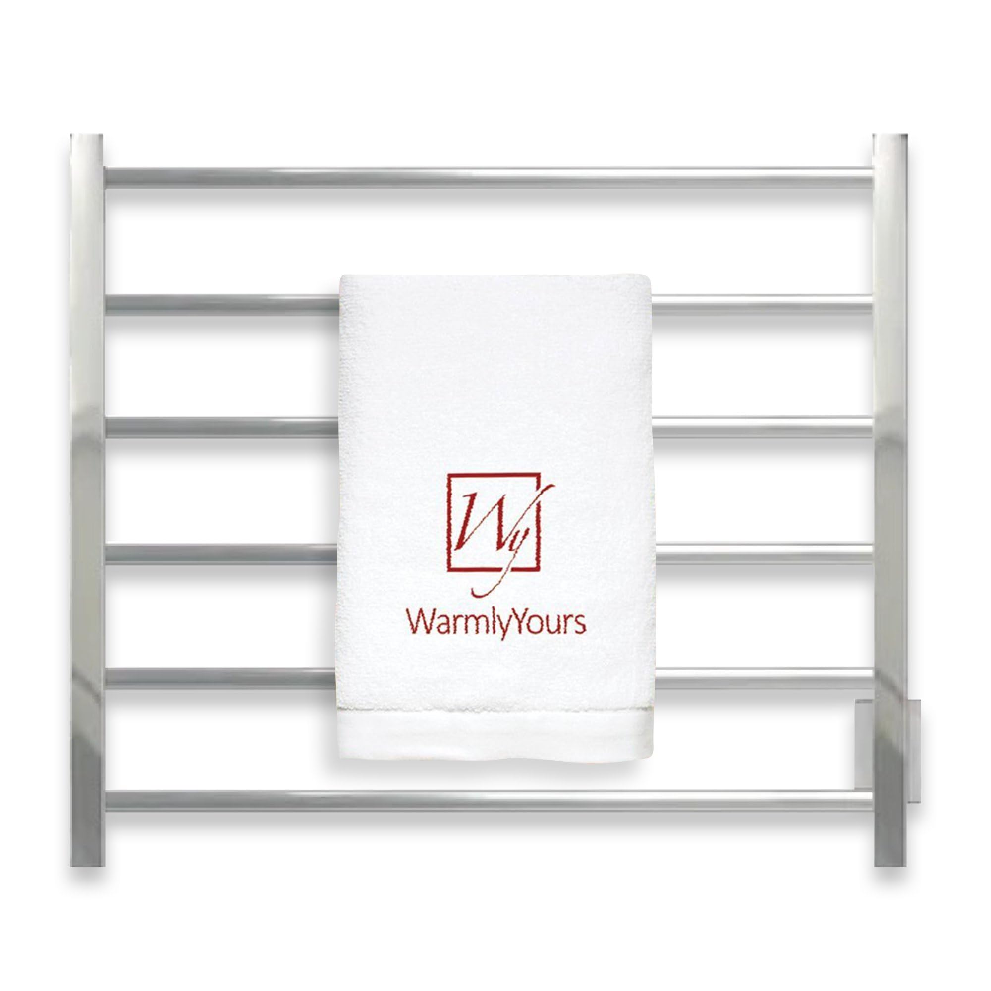 Heated Towel Rack – Polished Stainless Steel Wall Mounted Towel Warmer for Luxurious Bathroom Spa-Like Comfort, 6-Bars, 80 Watts Electric Hardwired UL Certified Safe, WarmlyYours Tahoe
