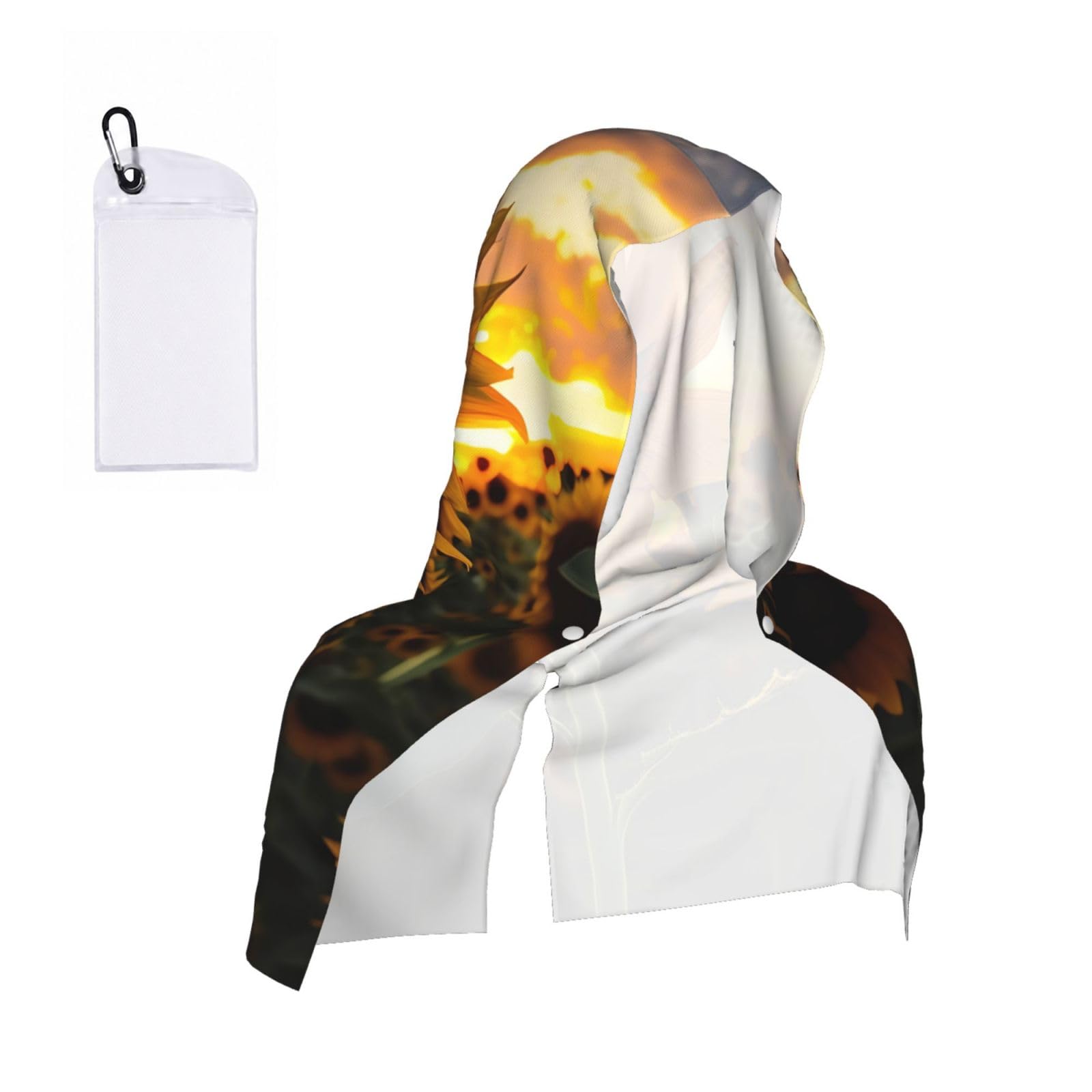 Farm Sunflower Cooling Towel Hooded-Instant Chill Neck Cover for Sports, UV Cooling Rag for Running Gym
