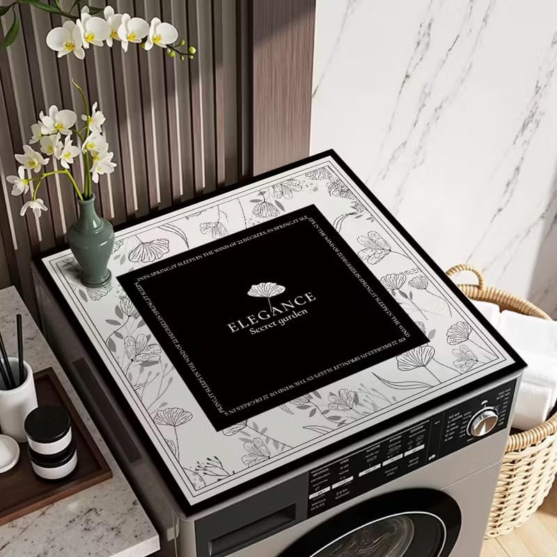 Image of Modern Printed Washing Machine Top Mat | Water Absorbent & Anti-Slip Dust Guard | Scratch-Proof Laundry Counter Cover for Front /Top Load Washing Machines | Non-Slip Waterproof Dust Cover