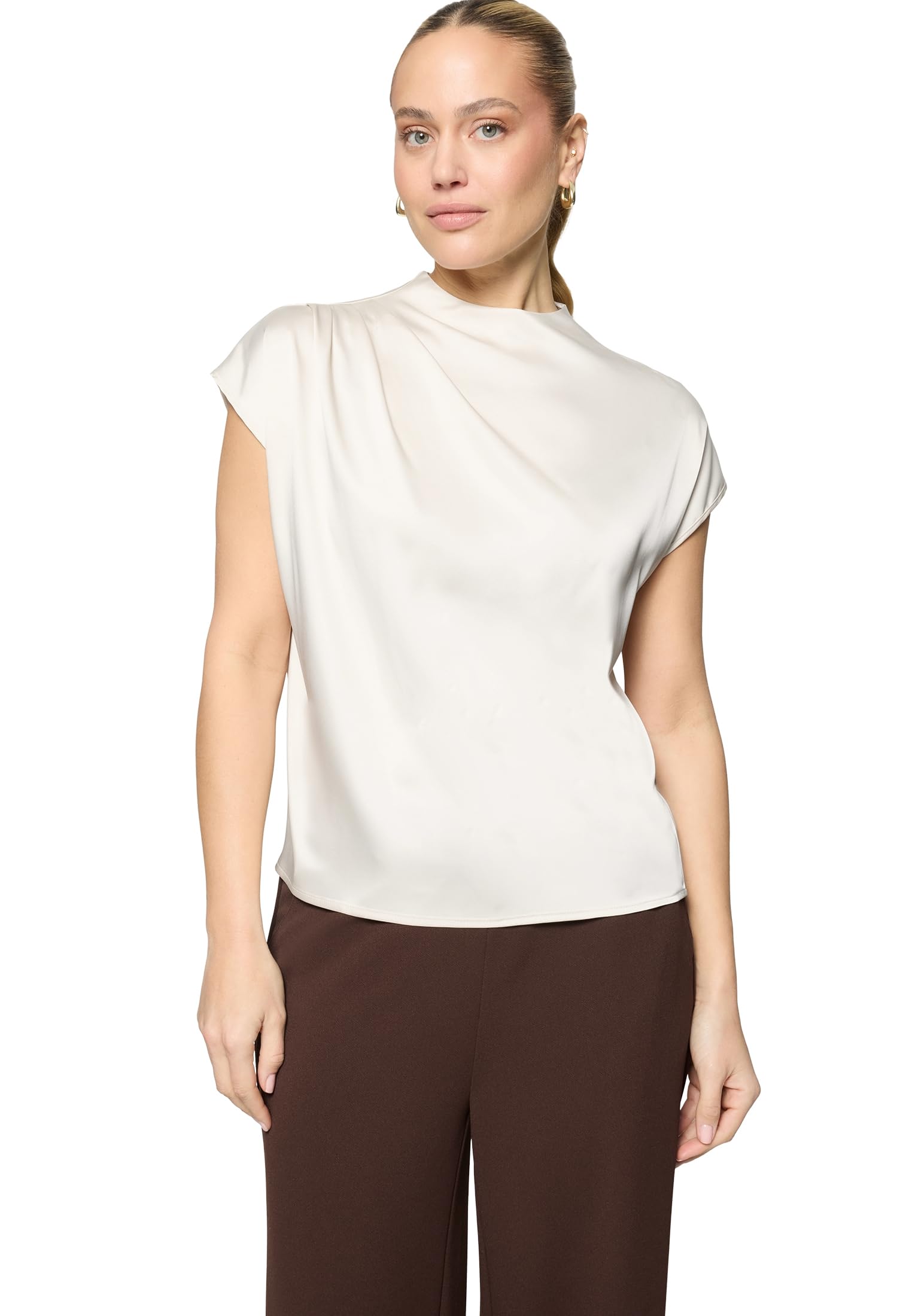 zero Damen Satin-Bluse mit Kragen