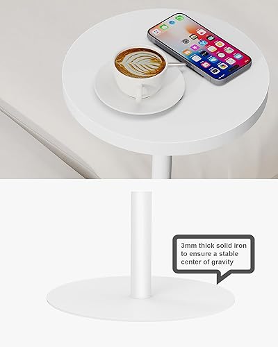 Miniatura 8 de TUTOTAK Mesa auxiliar redonda alta, mesa auxiliar pequeña, juego de 2, mesa de bebida, mesa auxiliar de pedestal, sala de estar, blanco TB01BW096