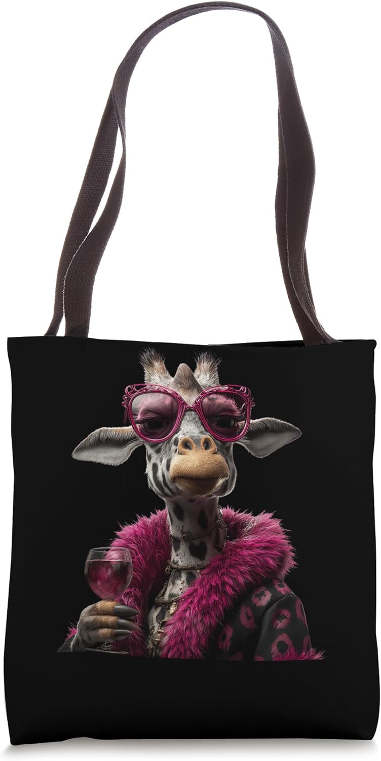 Stylish Poodle Portrait Fashion Dog Wine Glass Graphic Pet Tote Bag