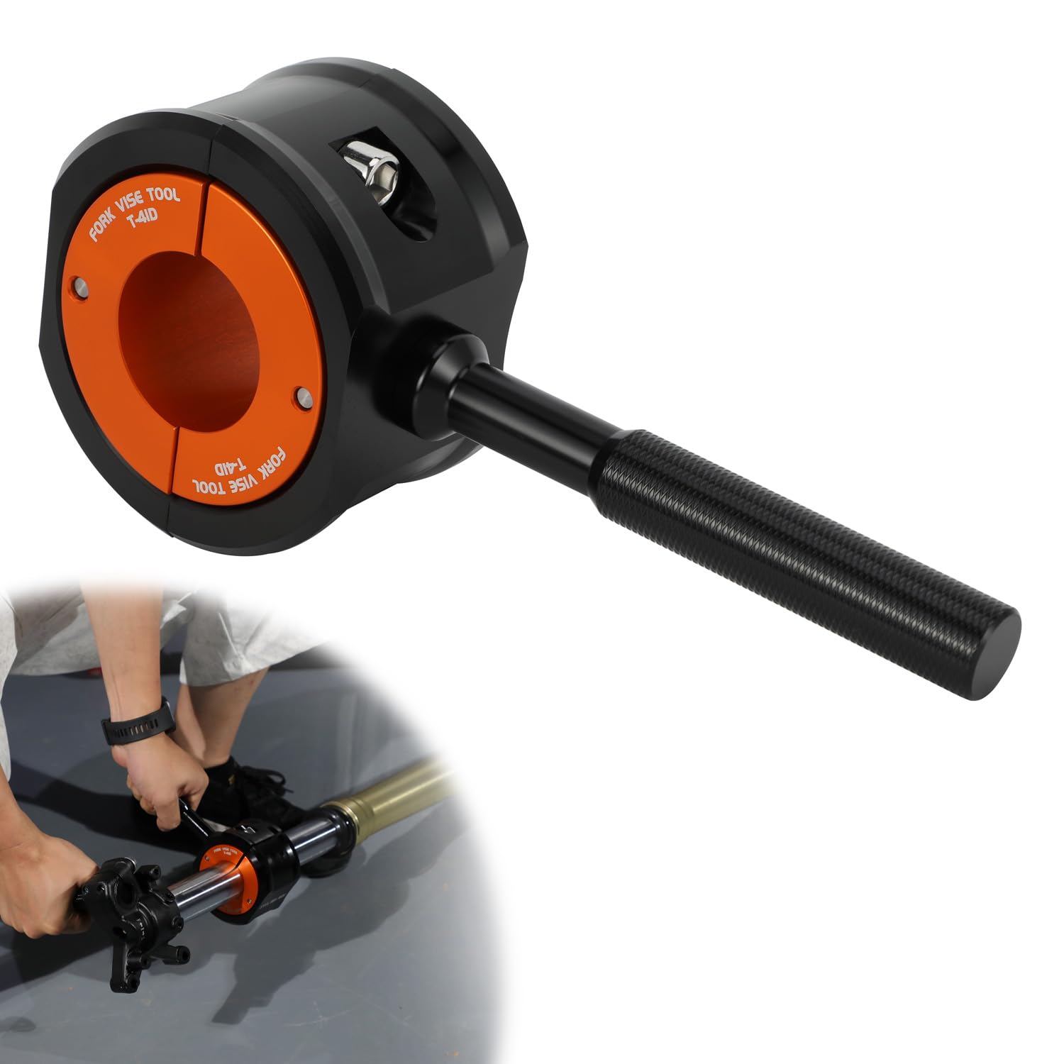 Outil d'étau Fourche Moto 41mm,Pince Universelle Amortisseur Avant,Kit de Clés à Ergots Réparation et Maintenance d'amortisseur-Orange