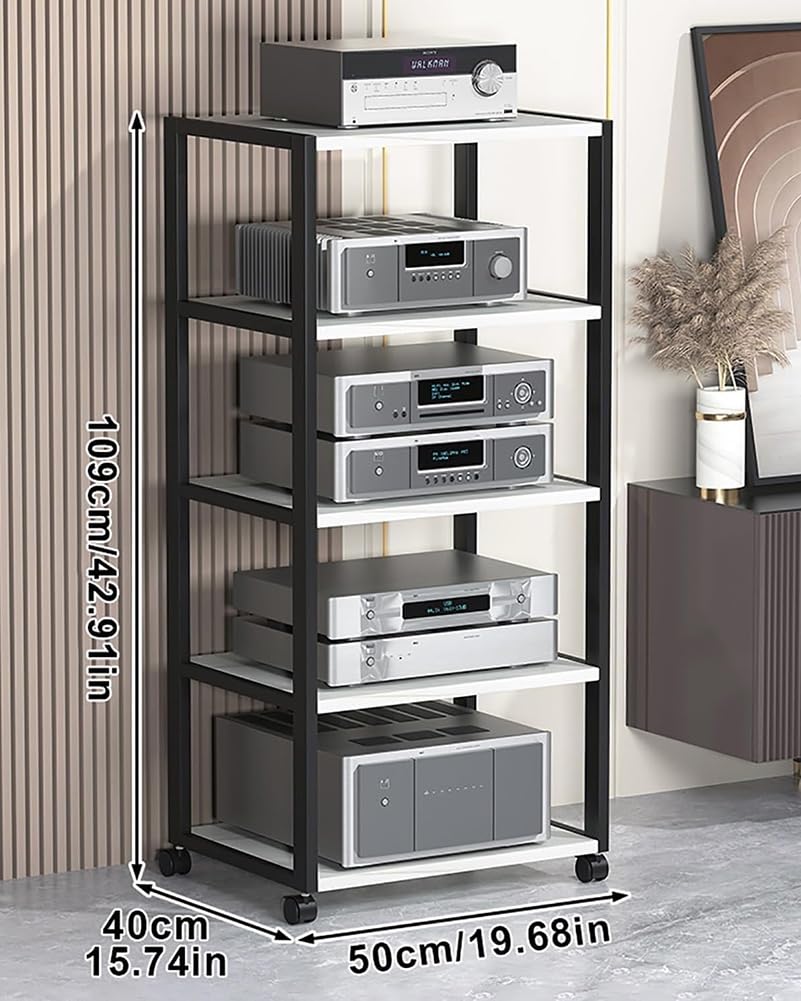 le Ma Stand con 5 ripiani DVD/CD Rack Nero Sto Cart per Home Theater Multima nizer per Ste Lettore DVD e console di gioco Intrattenimento Sto Solut