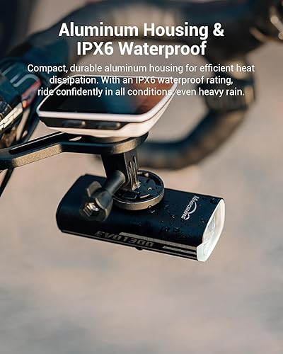 Miniatura 8 de Magicshine EVO 1300 Luz de bicicleta con control remoto, 1300 lúmenes impermeable para bicicleta, luz frontal recargable USB-C para conducción