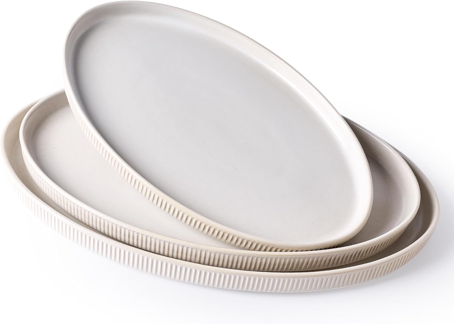 famiware Serving Platter, 16/14.6/12.9 Inch Serving Dishes for Entertaining, Party Serving Trays for Food, Buffet Oval Platters for Food, Large Plates for Bread Turkey Cheese Appetizer, Matte White