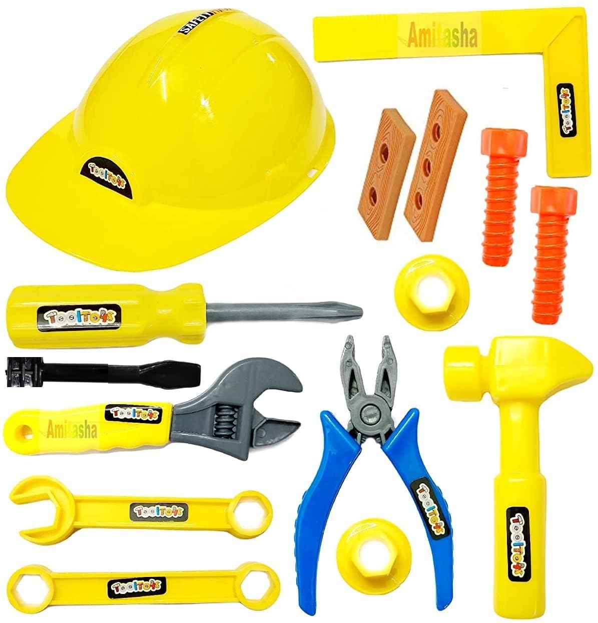 Amitasha Mechanics Helmet Tools Kit Toys for Kids Pretend Play Construction Toy for Boys Girls 3 4 5 6 Years Old Automobile Toolkit for Kids - (Pack of 14 Tools)-image-45
