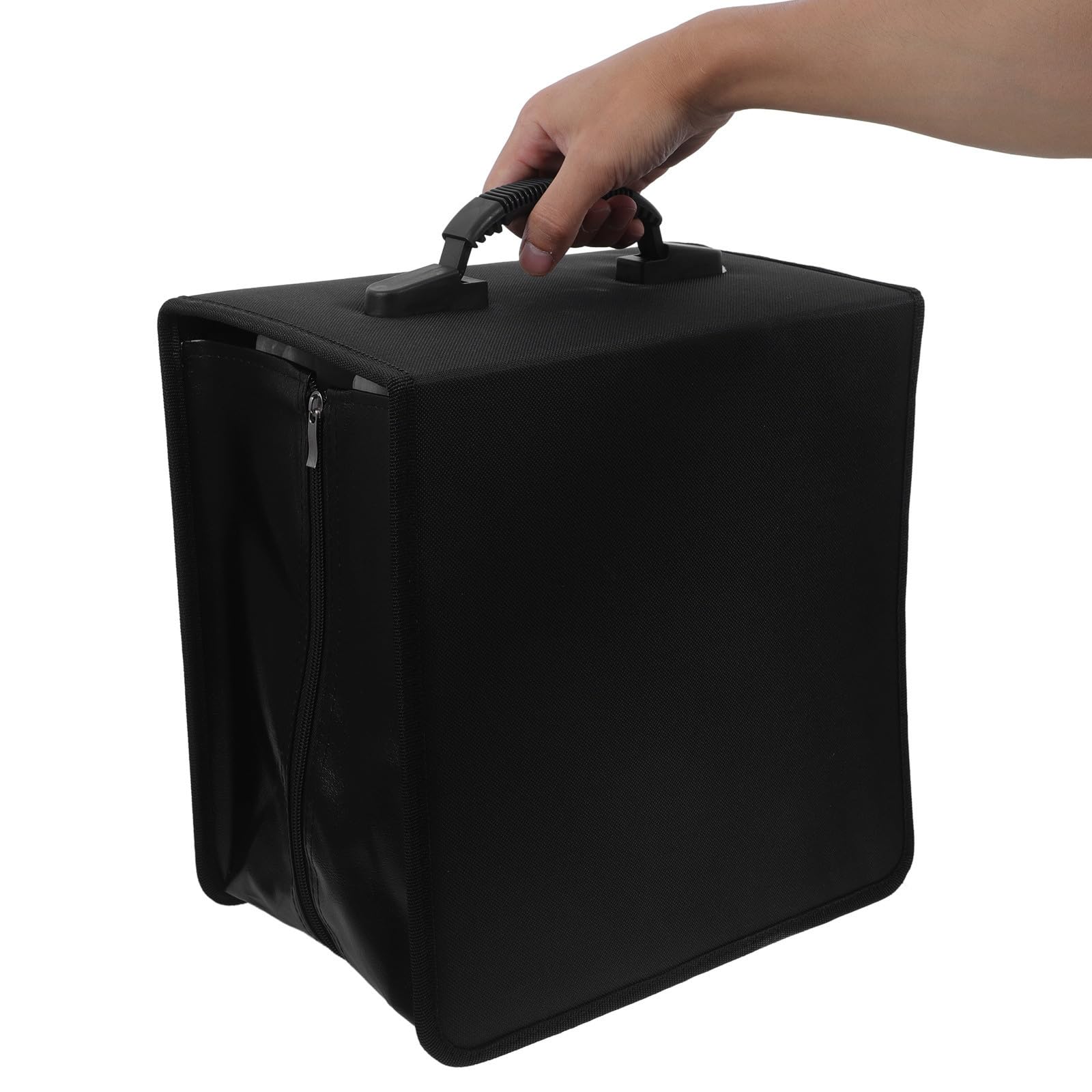 Estuche de Almacenamiento para CD con Capacidad para 500 Discos, Cuero Sintético Pu, Asa Portátil, Protección de Discos Adecuado para Viajes y Coche Color Negro