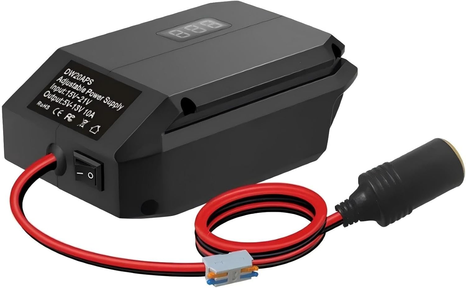 Step Down Converter for Dewalt 18V to12V Battery Adapter, 5V-13V Buck Converter Regulator,DIY Charger Converter Power Station with Cigarette Lighter Connector for Car(Battery not Included)