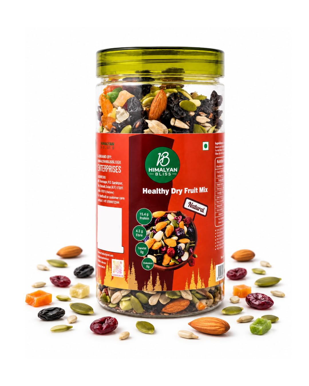 Himalayan Bliss Healthy Dry Fruit Mix | Premium Nuts, Seeds & Berries Trail Mix | High Protein & Fiber Snack | 350g Jar-image-3