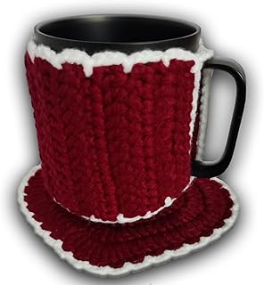 Crochet Coffee Cozy Sleeve for 14 Oz Mug,Handmade Knitted Tea Cup Warmer,Non-Slip Heat Insulator for Hot Drinks or Cold Drinks,Reusable Cup Cover for Coffee Lovers Family Friend Women Men