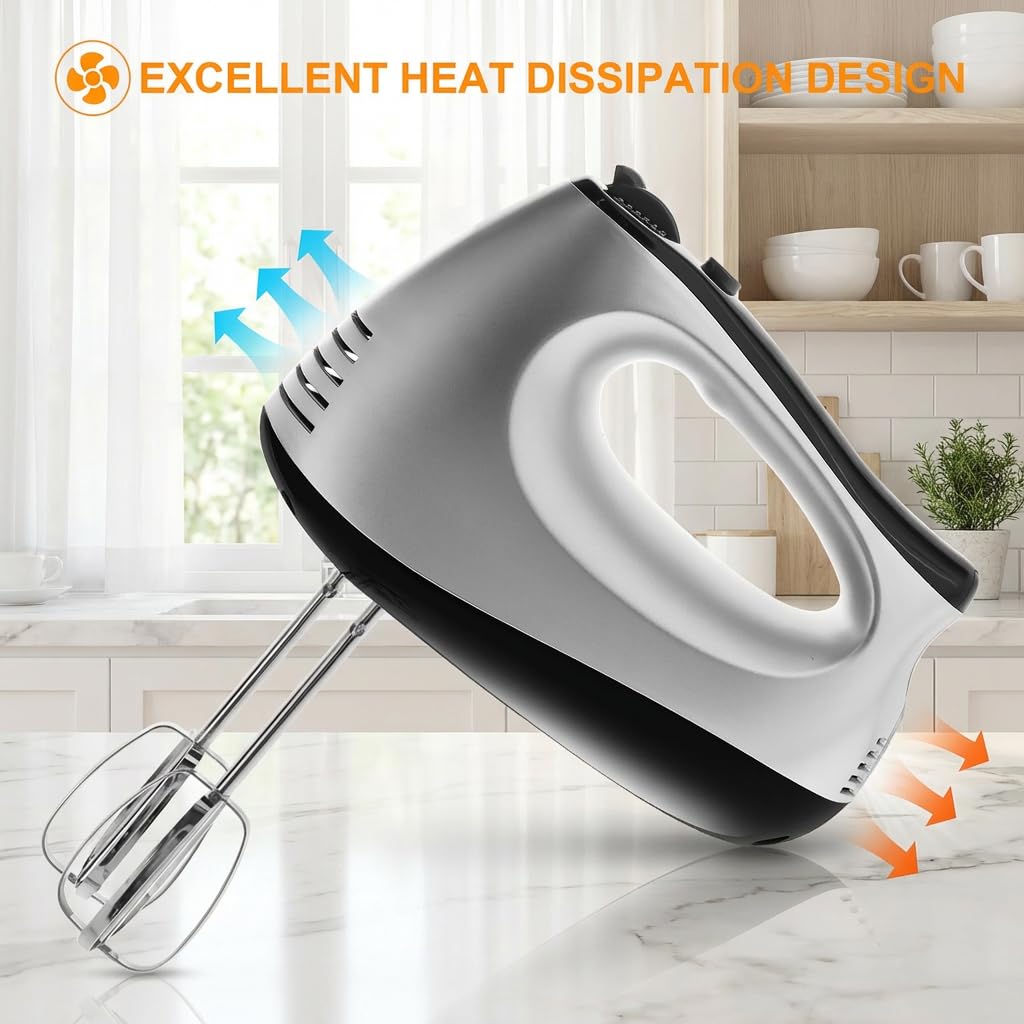 Batteur Électrique Puissant 500 W Batteur à Main avec 5 Réglages Vitesses Fonction Turbo et Bouton d'Éjection Batteur Cuisine Électrique avec Fouets et Crochets Inox Pour Gâteaux Confitures Crèmes
