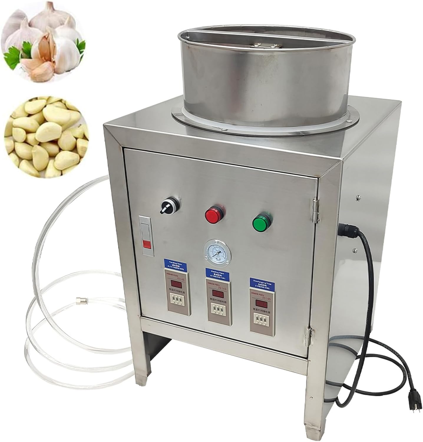 TECHTONGDA Garlic Peeling Machine, Pneumatic Automatic Dry Garlic Peeler, 304 Stainless steel Garlic Peel Remover, 20-25kg/h, Garlic Peel Outlet Diameter 2.36in, No Air Compressor