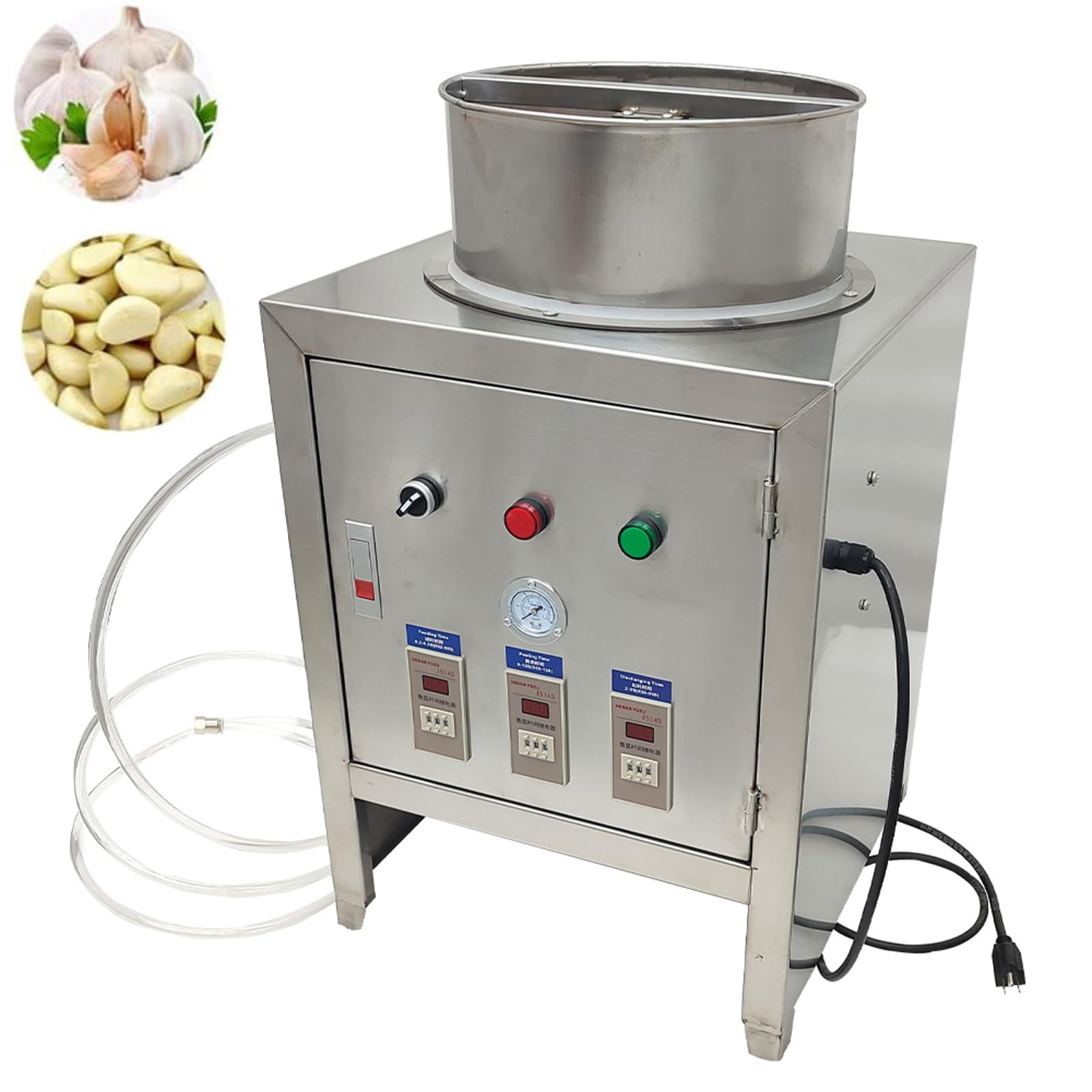 TECHTONGDA Garlic Peeling Machine, Pneumatic Automatic Dry Garlic Peeler, 304 Stainless steel Garlic Peel Remover, 20-25kg/h, Garlic Peel Outlet Diameter 2.36in, No Air Compressor