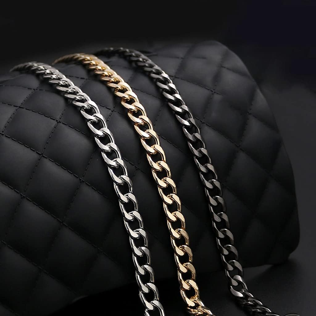 4 Pieces Different Sizes DIY iron flat chain belt, handbag replacement belt, shoulder belt, wallet chain belt, metal buckle(7.9 inch, 15.7 inch, 31.5 inch, 47.2 inch) Gold