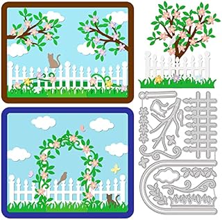 GLOBLELAND Garden Fence Cutting Dies Metal Wedding Flowers Vine Embossing Stencils Die Cuts for Paper Card Making Decoration DIY Scrapbooking Album Craft Decor