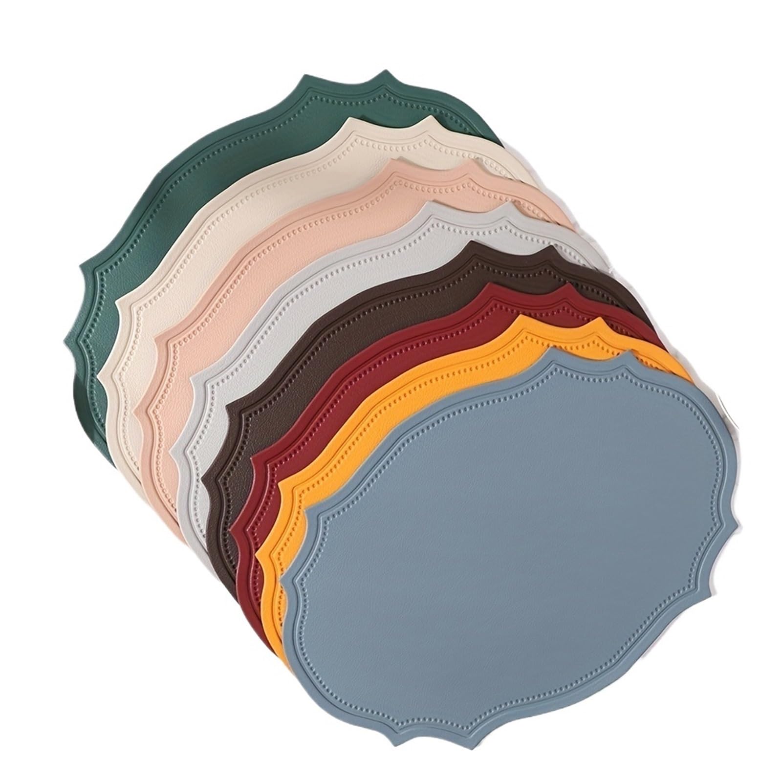 Set De Table Ovale 1/4/6 PIÈCES De Forme Ovale Rouge Napperons Ensemble Cuisine Table À Manger Tapis Napperon Vaisselle Café(Color 35,6pcs 30x43cm)