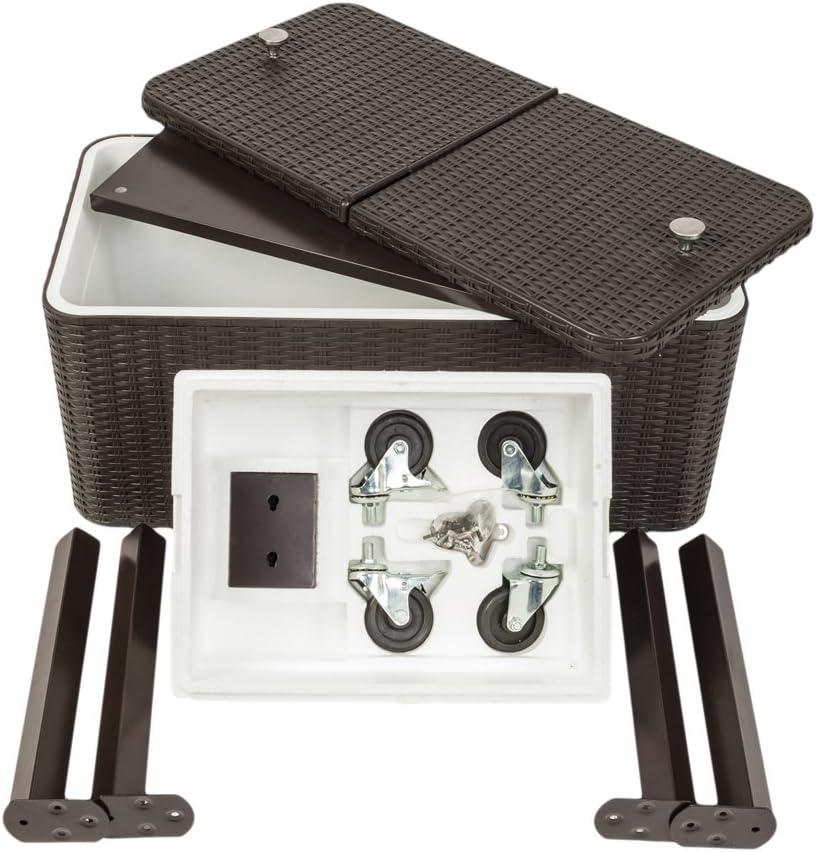 G GABRIELMODU CAIDE-Store Free Cover 80 Quart Outdoor Portable Cooler Cart with Wheels,Patio Ice Chest Cooler Cart on Wheel