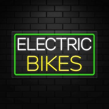 Electric Bikes Neon Sign for Retail Displays | Value priced LED Flex Neon | Electronic Light Up LED Sign for Windows/Walls | 37"W x 20"H x 1"D