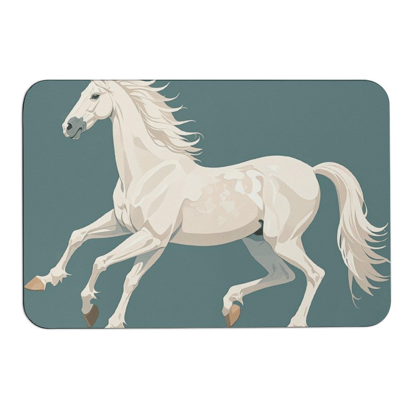 Tapis absorbant motif cheval blanc 60x40 cm paillasson antidérapant