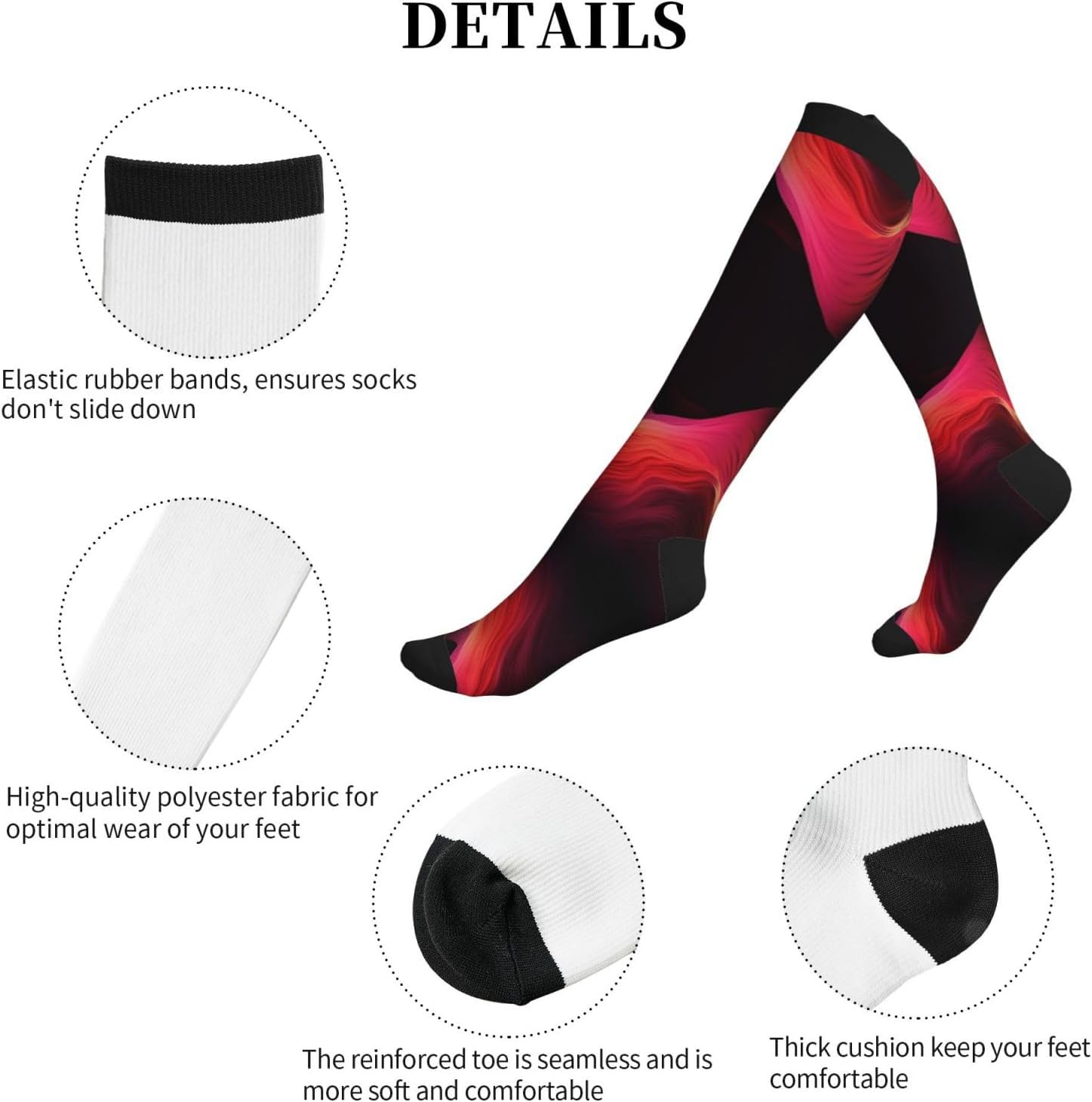 Gradient Red Compression Socks For Women Men 15-20mmhg Graduated Support Circulation Knee High Socks For Nurses Athletic
