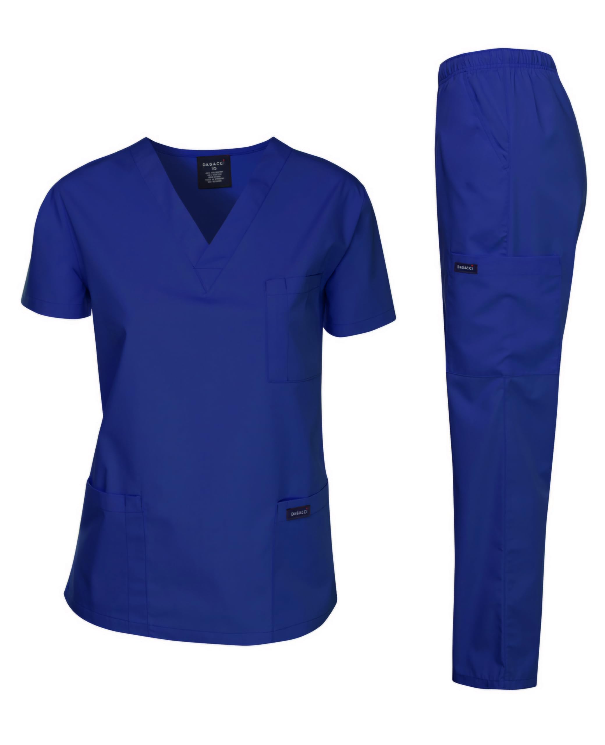 AjourPolycotton Dagacci Medical Uniform Women and Men Medical Scrubs Top and Pants Scrub Set 8 pockets Maid Nurse Doctor Housemaid Nanny