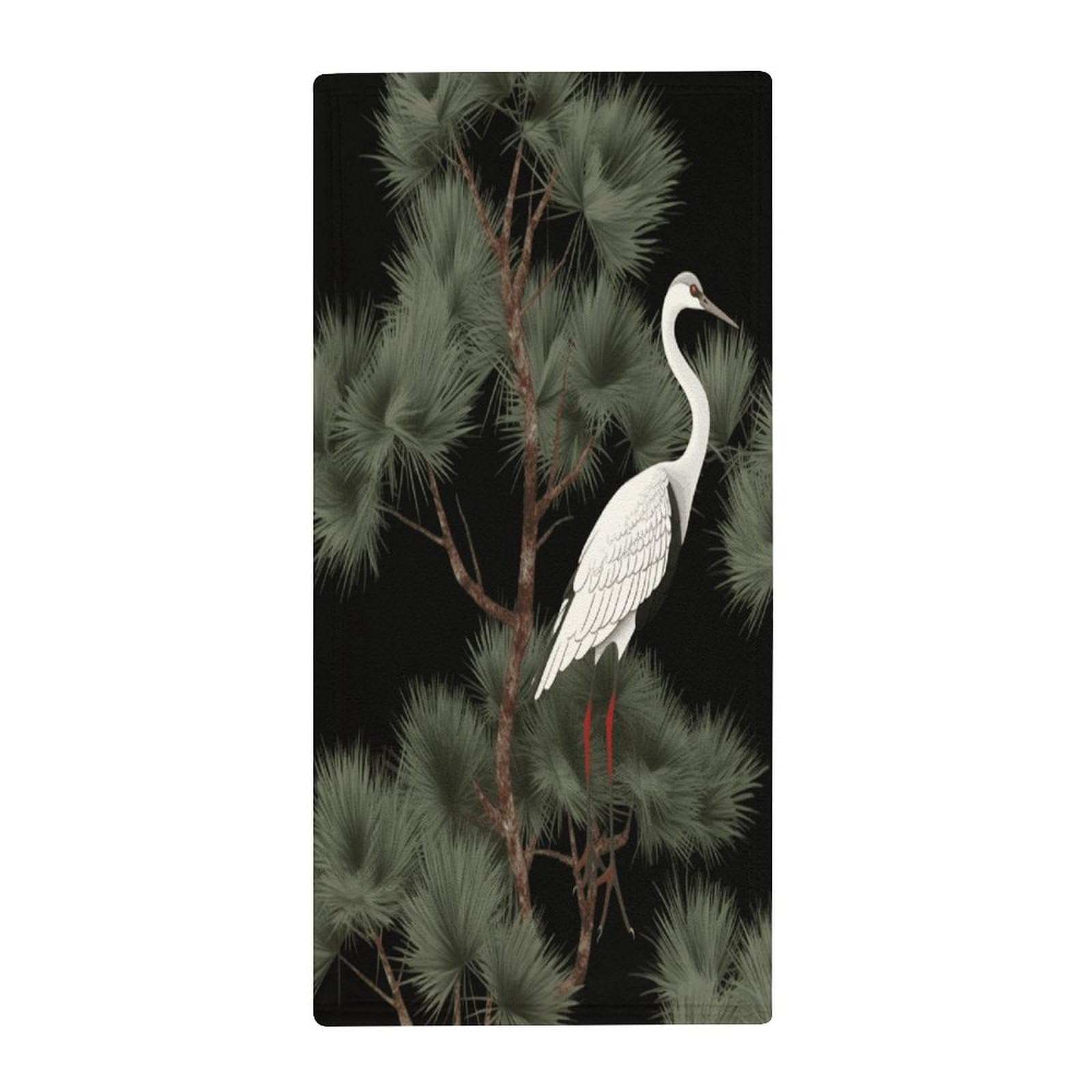 Fekiloot Style Japanese Crane & Pine Towels For Bathroom, Bath Towels 13.8 X 28.7 Inch, Hand Towel Multipurpose Use As Bath Fitness, Bathroom, Shower, Sports, Yoga Towel