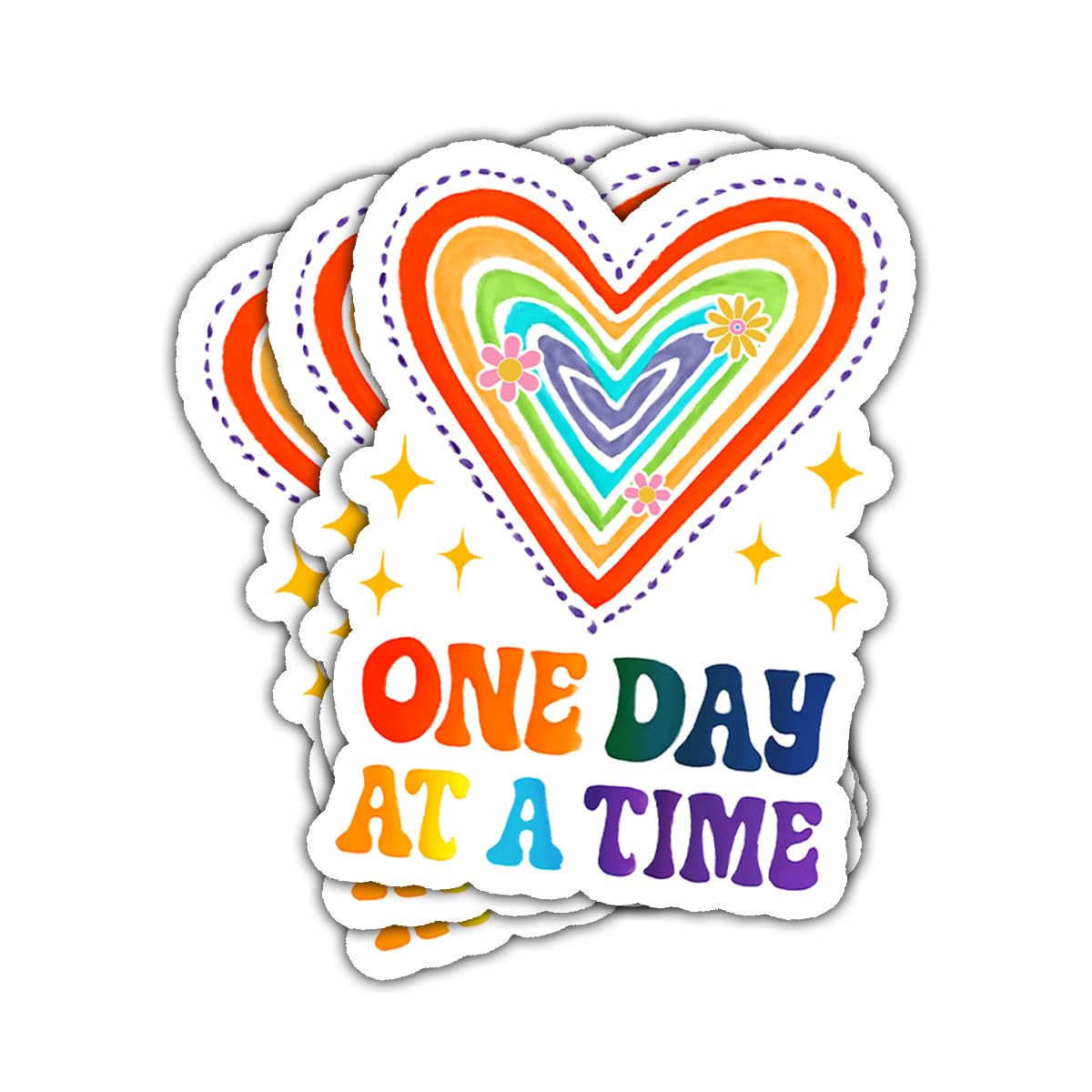 Photo 1 of (3pcs-3in) One Day at a Time Mental Health Motivational Quote Vinyl Sticker