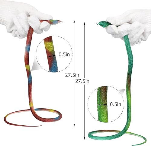 Miniatura 4 de Serpientes de goma para mantener alejados a los pájaros, 4 piezas de juguetes de serpiente de goma falsa realistas para accesorios de jardín para