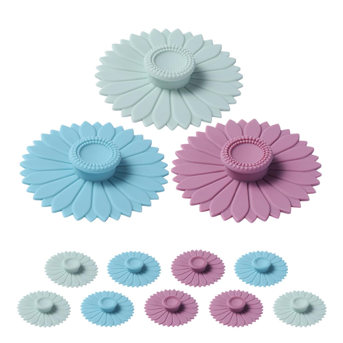 BESPORTBLE Coperchi per Tazze Resistenti al Calore Design a Petali di Girasole e Guarnizione Ermetica in Silicone 12 Pezzi per Tazze da Caffè e Ceramica Uso Quotidiano