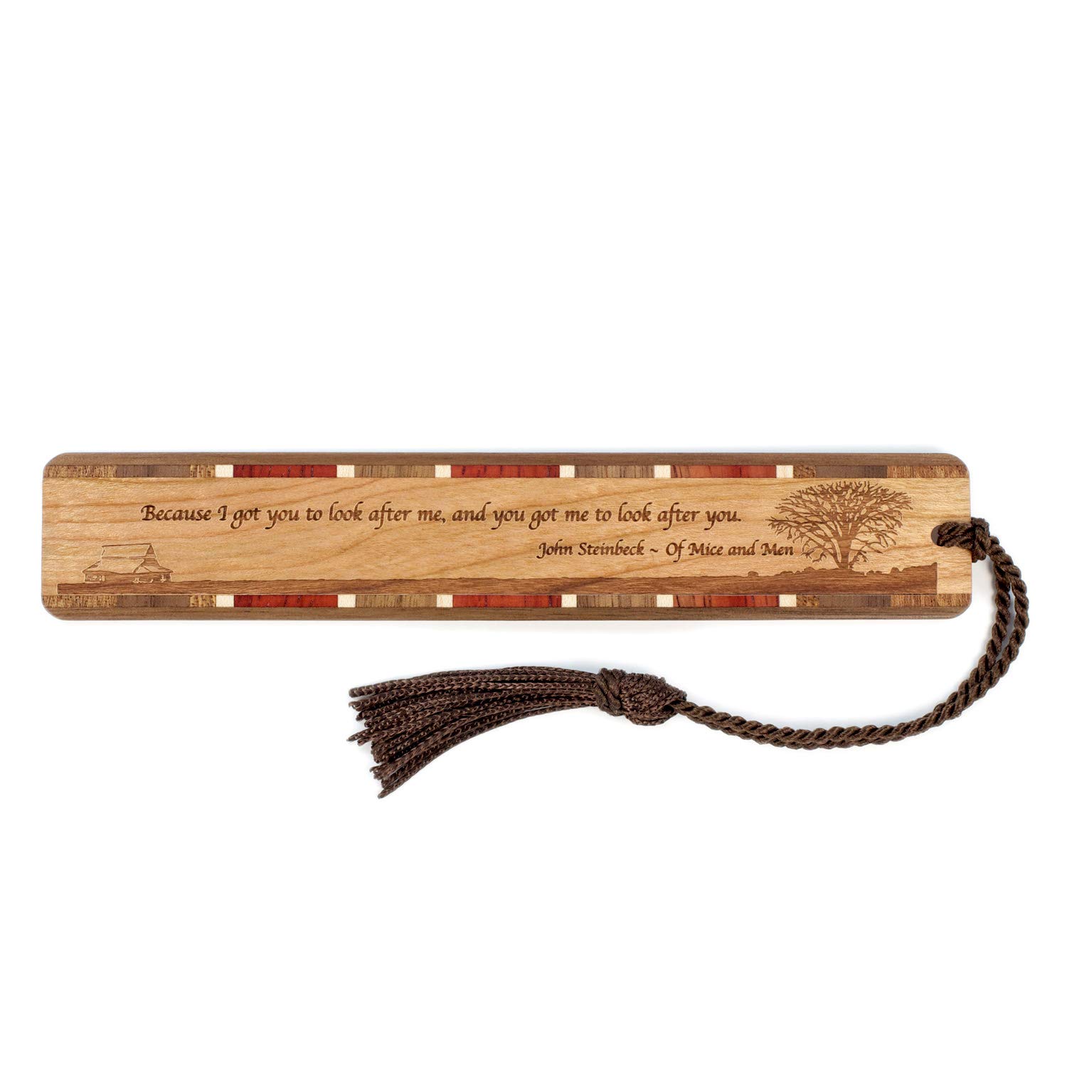 Personalized Steinbeck Mice and Men Quote Because I got You to Look After Me and You Got Me to Look After You Engraved Wooden Bookmark - Made in USA -