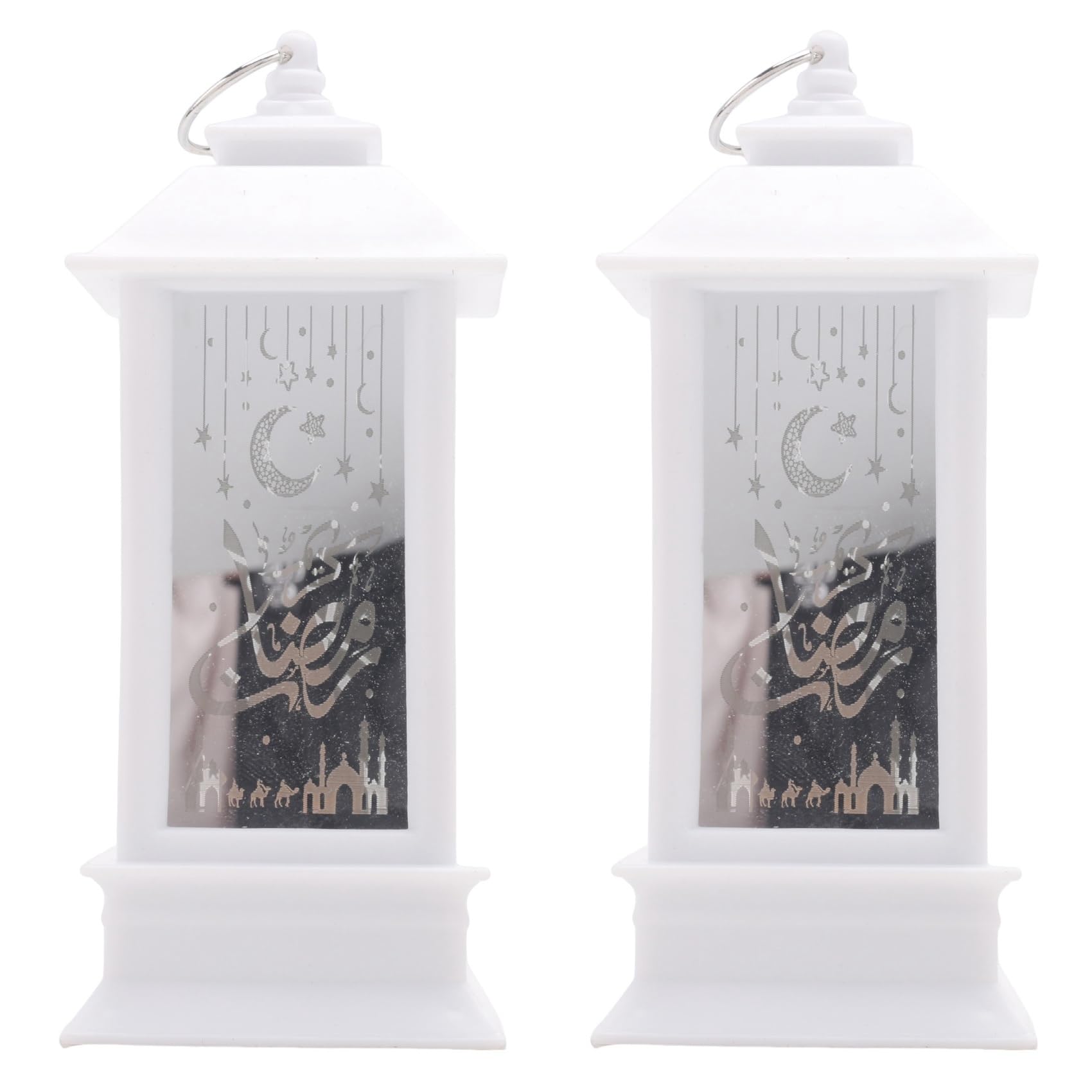 Hndhbfgrt 2X Eid Mubarak Led Lantern Ornaments Ramadan Lantern Nightlight Lighting Home Decorations Ramadan Festival Party Gifts,G