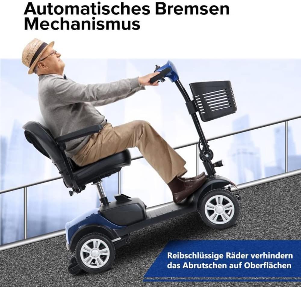 Scooter Électrique pour Personnes Handicapées, Moto Électrique 4 Roues Style Rétro pour Personnes Âgées Handicapées 250 W 6 Km/H A