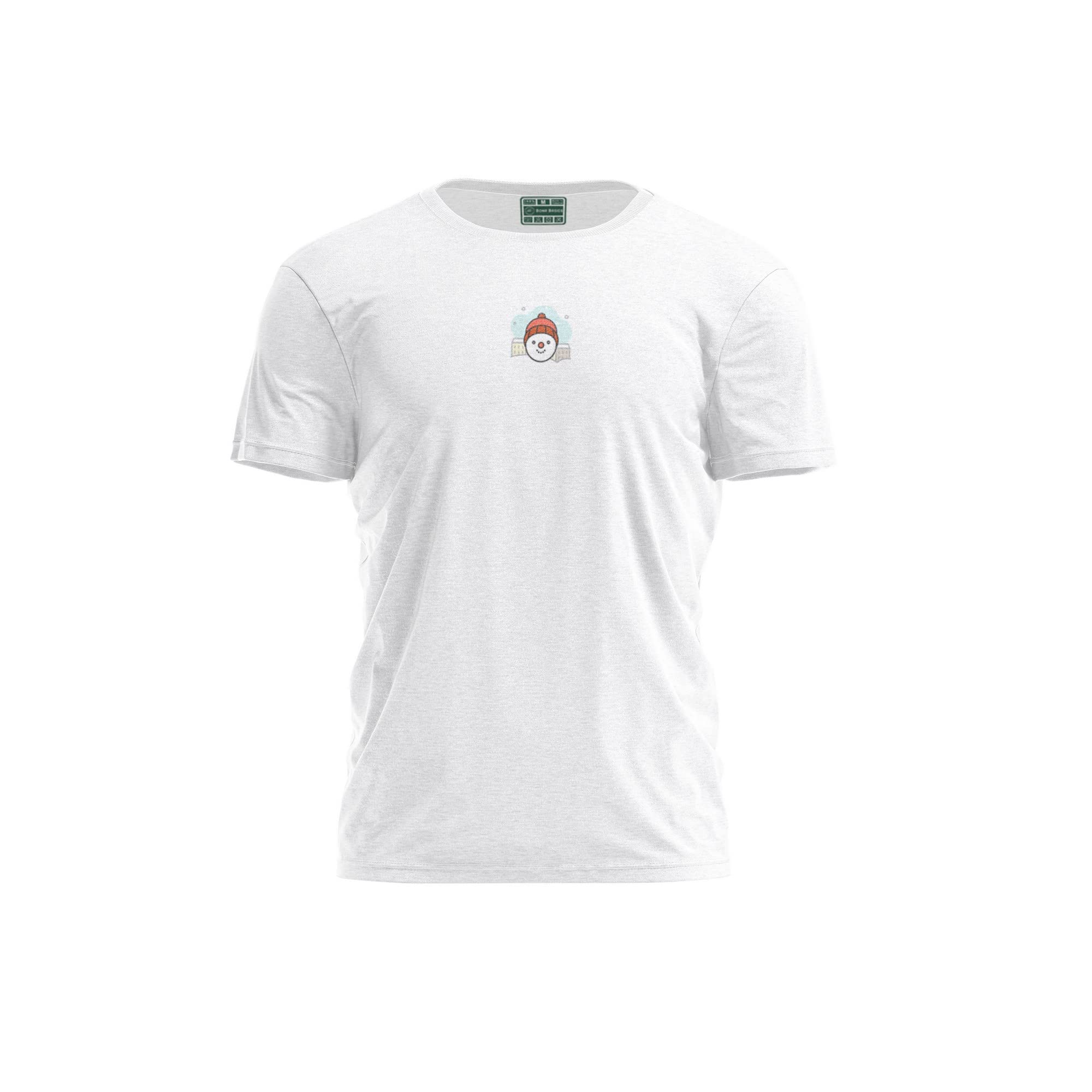 Bona Basics, Digitally Printed, Men's Basic T-Shirt,%100 Cotton, White, Casual, Men's Tops, Size: S