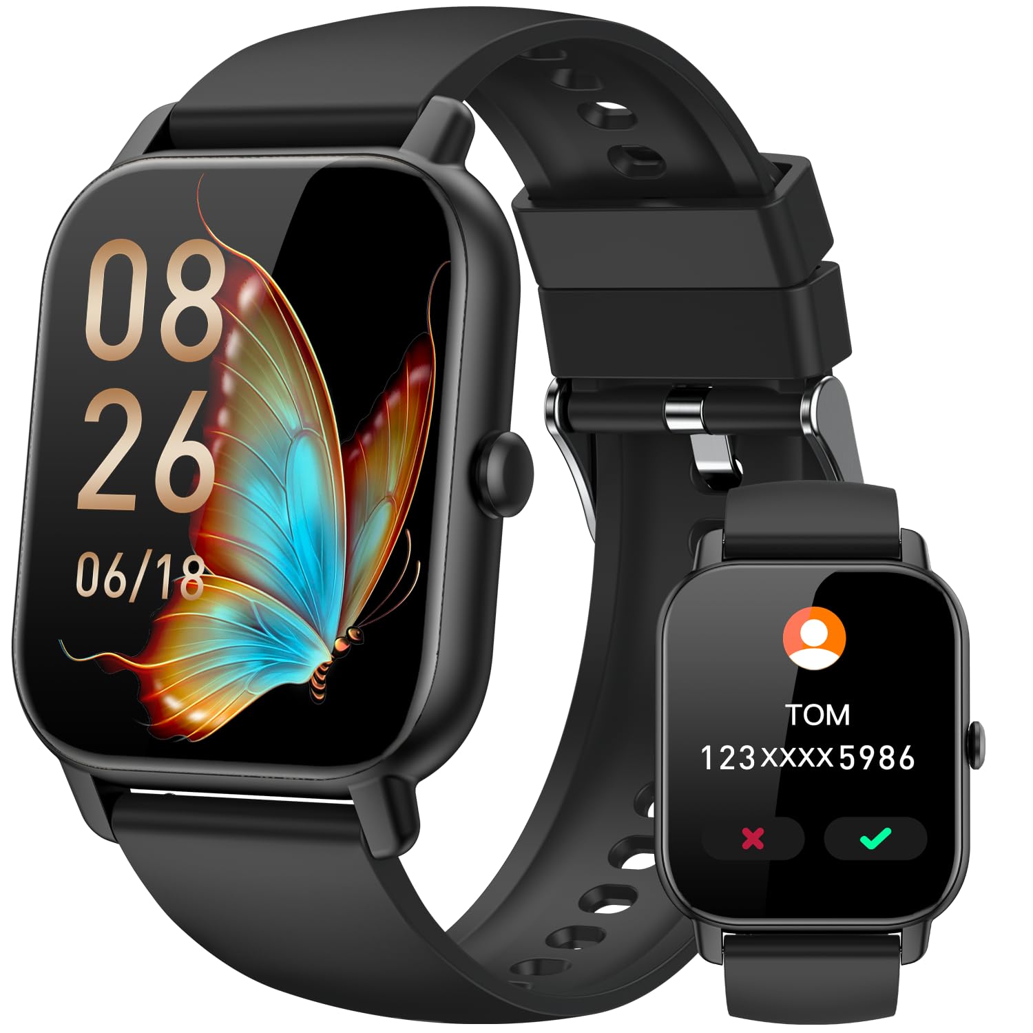 Smart Watches for Men Women(Answer/Make Call), 1.85 inch HD Fitness Tracker Watch with Activity Counter/Sleep Monitor/ 110+ Sports Modes, IP68 Waterproof Smart Watch for Android iPhone iOS Compatible