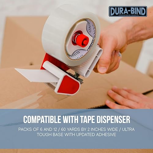 Miniatura 10 de Cinta de embalaje transparente resistente de 1.8 pulgadas x 60 yardas. Cinta transparente resistente para envío, embalaje, mudanza, correo y todo