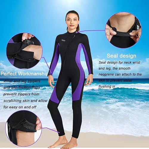 Miniatura 10 de Wet Suits for Women Men Full Body 3MM Neoprene Wetsuit Diving Suit in Cold Water, Long Sleeves Front Zip Scuba Wetsuits One Piece Thermal Swimsuit