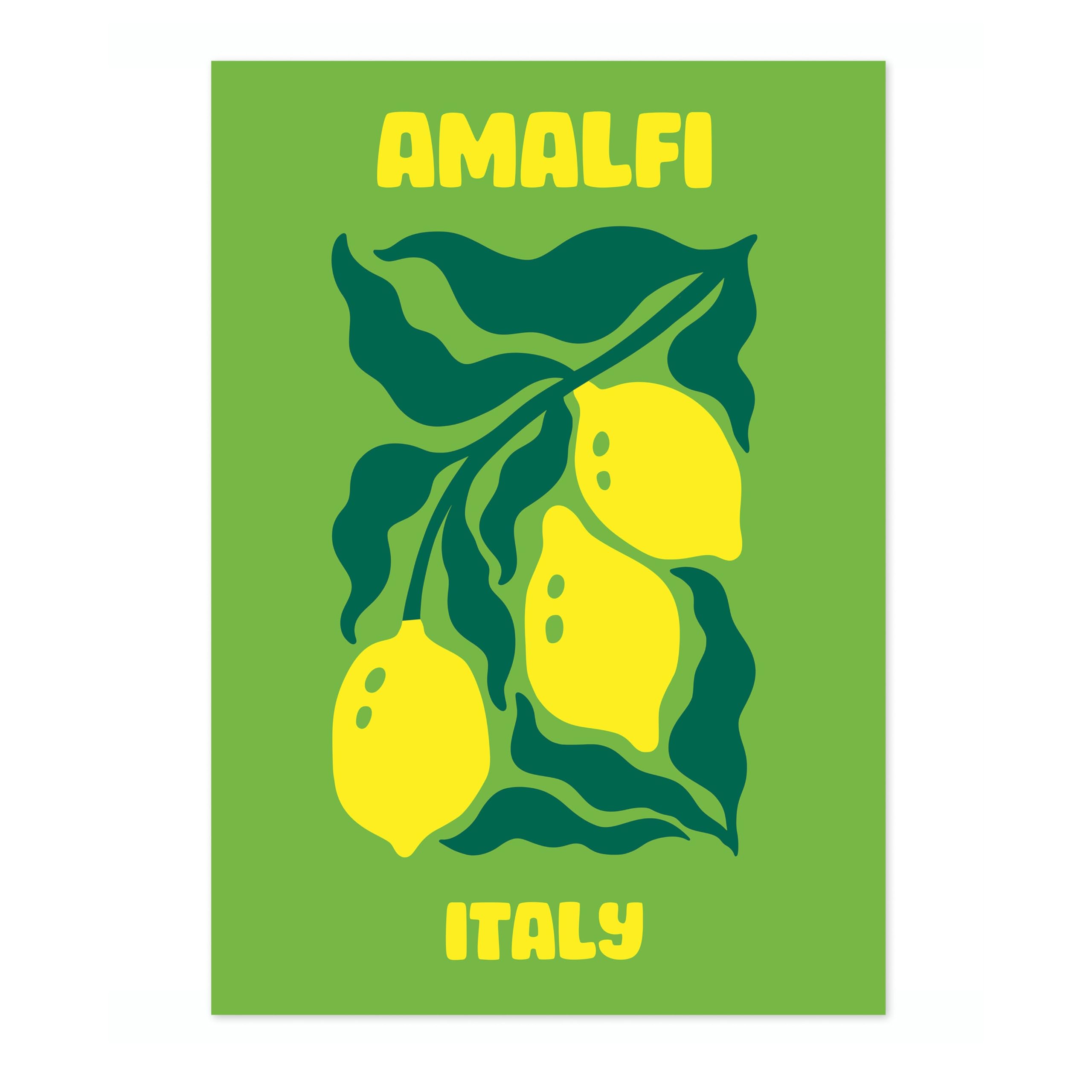 Amalfi Travel Poster, Colourful Abstract Preppy Minimalist Room Decor Wall Art Print, Archival Matte, A4 (Print Only) - 29.7x21cm