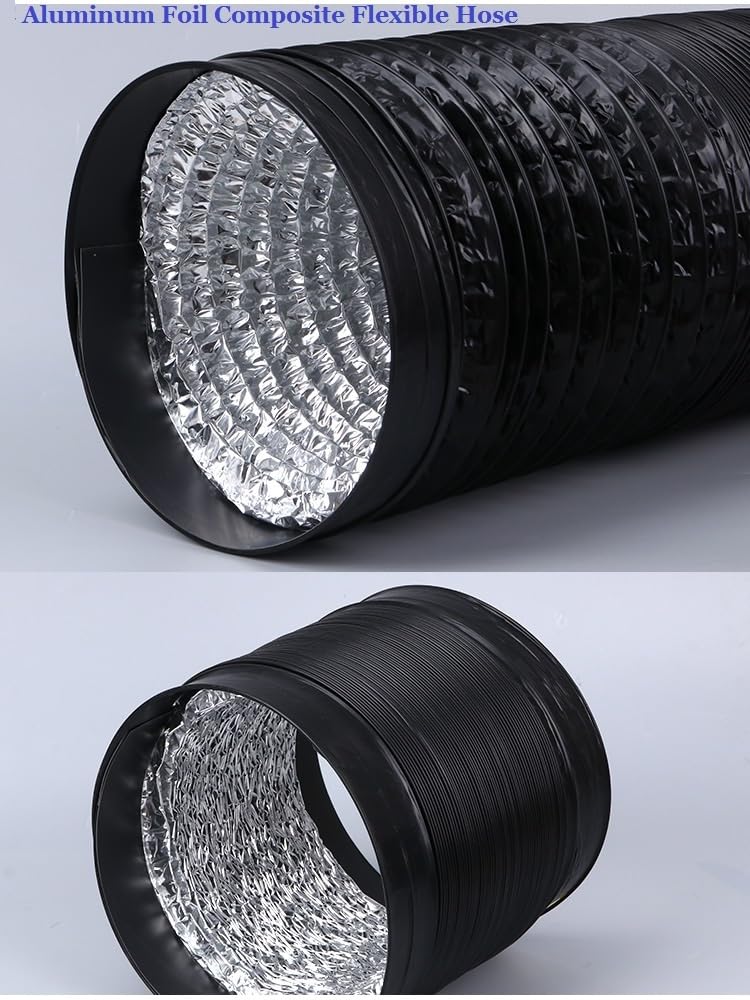 Industrie Flexibler Belüftungsschlauch aus PVC-Aluminiumfolienverbundstoff, einstellbarer Abluftkanal for Küchenabluft und Belüftungsventilator Bauwesen(2meter 180mm)