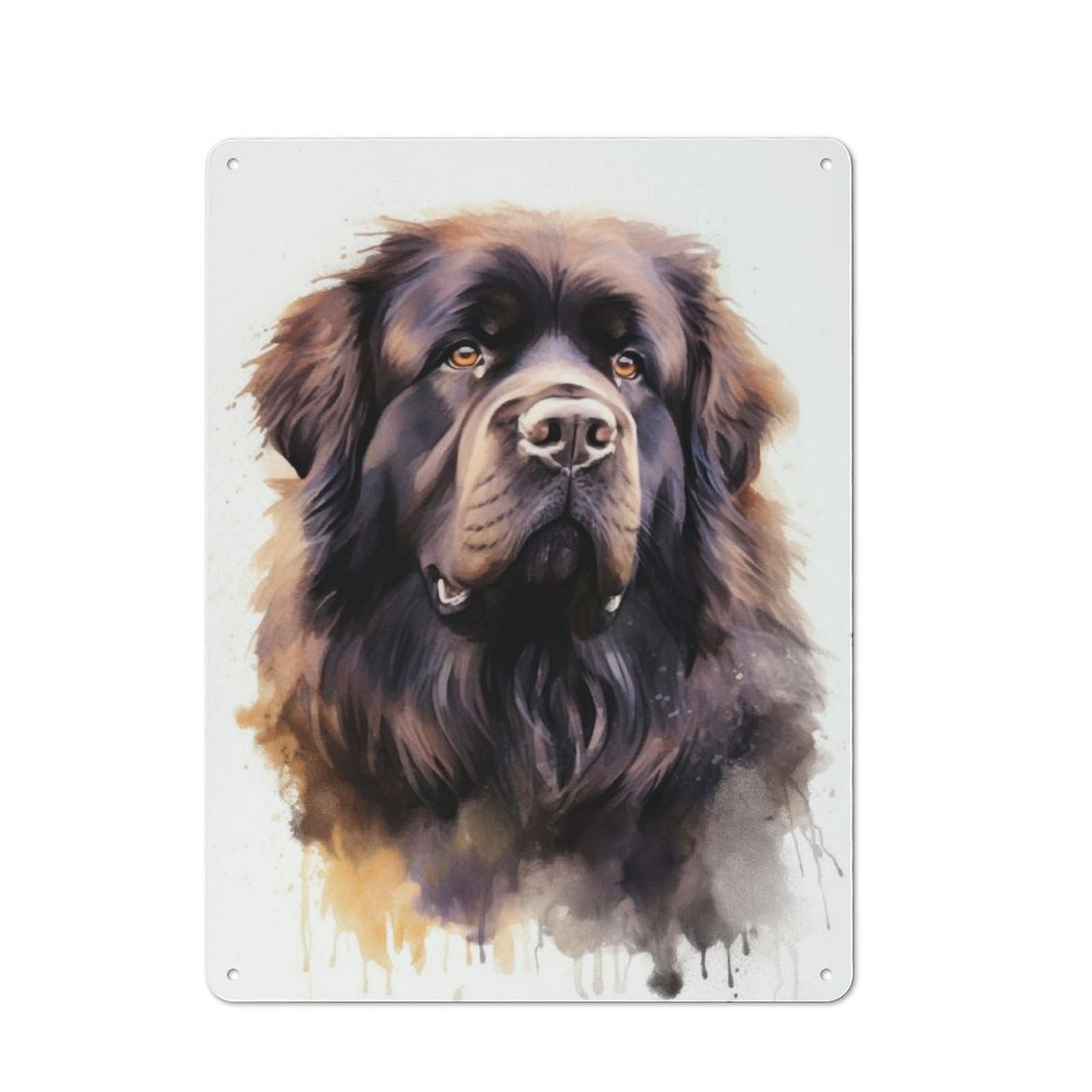Junmoney Newfoundland Watercolor Vintage Printed Metal Sign 40X30cm For Workshop Wall, A Decorative Gift For A Newly Furnished Workshop
